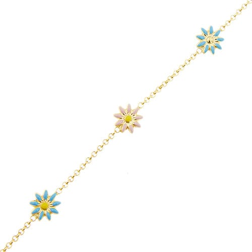 Bracelet Bracelet à fleurs émaillées en or jaune 18 kt 58 Facettes 23217