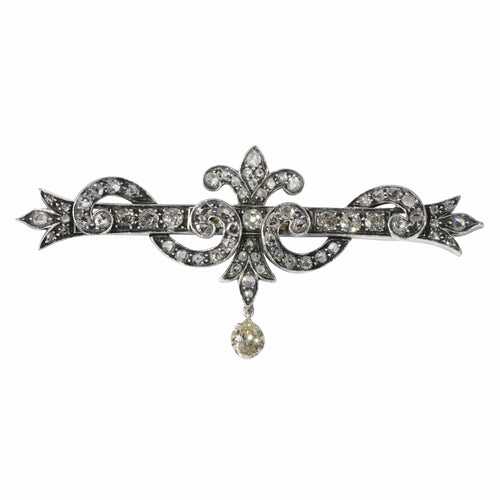 Broche Broche barrette ancienne en argent sur or rose 18K et diamants 58 Facettes 23249-0329