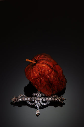 Broche Broche barrette ancienne en argent sur or rose 18K et diamants 58 Facettes 23249-0329