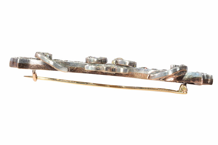 Broche Broche barrette ancienne en argent sur or rose 18K et diamants 58 Facettes 23249-0329