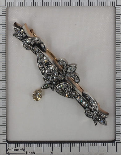 Broche Broche barrette ancienne en argent sur or rose 18K et diamants 58 Facettes 23249-0329