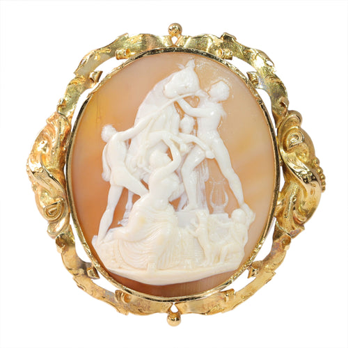 Broche Broche camée victorienne « The Farnese Bull » en or jaune 18K 58 Facettes 23271-0317