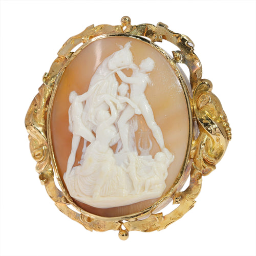 Broche Broche camée victorienne « The Farnese Bull » en or jaune 18K 58 Facettes 23271-0317