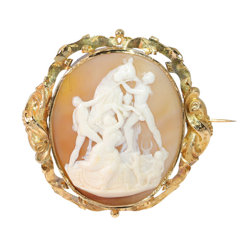 Broche Broche camée victorienne « The Farnese Bull » en or jaune 18K 58 Facettes 23271-0317