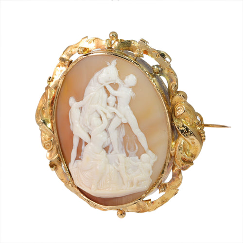 Broche Broche camée victorienne « The Farnese Bull » en or jaune 18K 58 Facettes 23271-0317