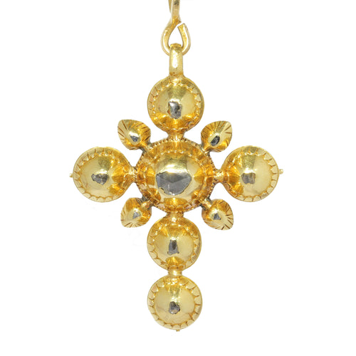 Pendentif Croix pendentif rococo en or jaune 18K et diamants 58 Facettes 23271-0584