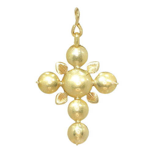 Pendentif Croix pendentif rococo en or jaune 18K et diamants 58 Facettes 23271-0584