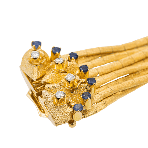 Bracelet Bracelet manchette en or jaune 18 carats, diamants et saphirs 58 Facettes 2331748CN