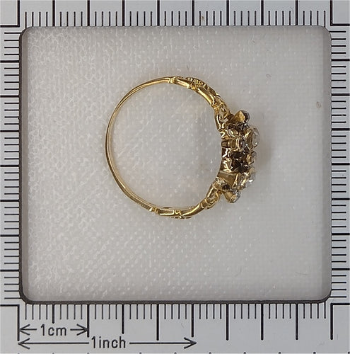 Bague 55 Artisanat du XVIIe siècle : bague baroque en or avec diamants taille table 58 Facettes 23331-0247