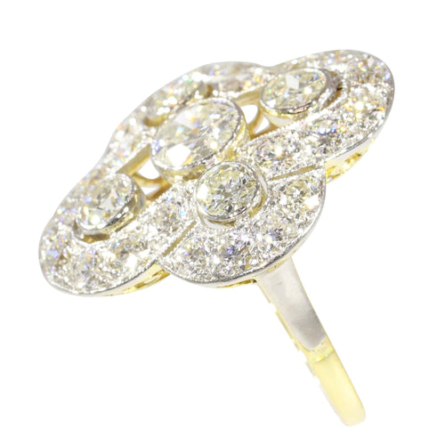 Bague 52 Bague Art déco 1930 en or jaune 18K et diamants 58 Facettes 23345-0110