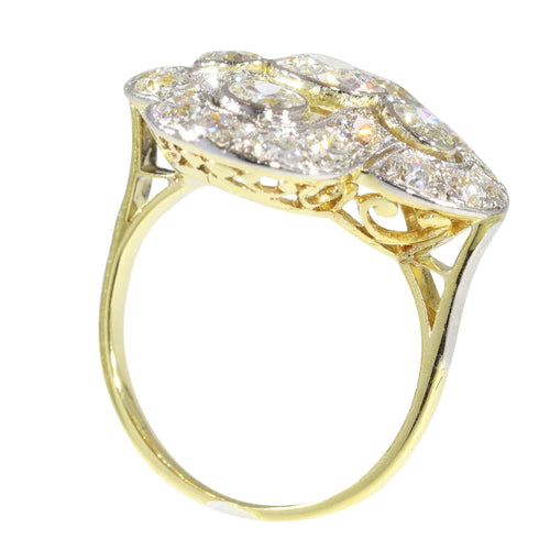 Bague 52 Bague Art déco 1930 en or jaune 18K et diamants 58 Facettes 23345-0110