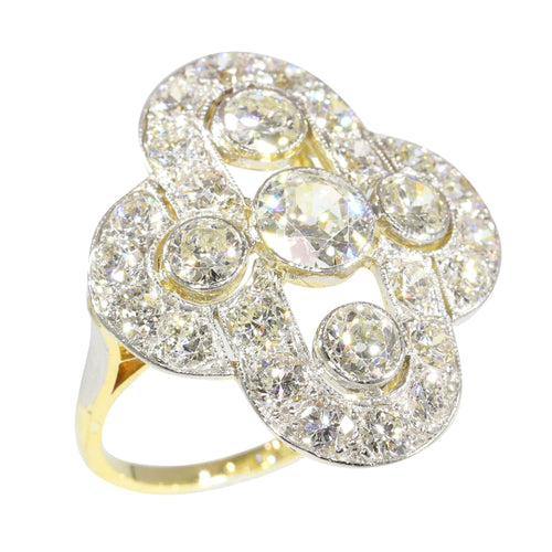 Bague 52 Bague Art déco 1930 en or jaune 18K et diamants 58 Facettes 23345-0110