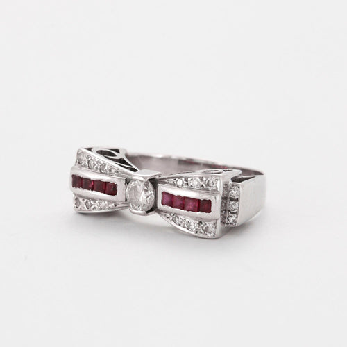 Bague 53 Bague "Noeud" Platine Diamant et Rubis 58 Facettes DV0397-3