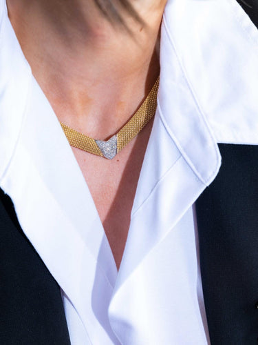 Collier Collier en or jaune et blanc 18 carats avec diamants 58 Facettes 2360828CN