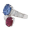 Bague 54 Bague Toi et Moi en or blanc 18 carats saphir, rubis et diamants 58 Facettes 2366612CN