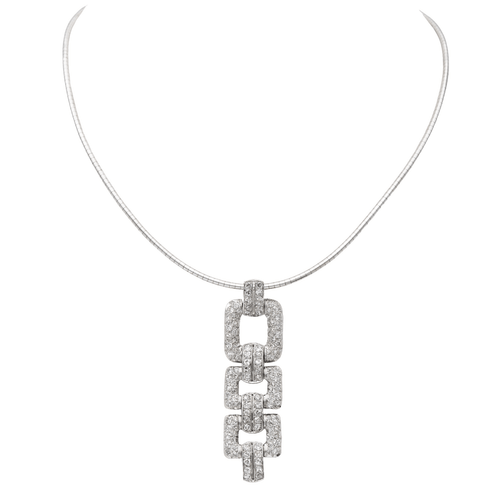 Collier Collier Art déco - Pendentif en or blanc 18 carats et platine, diamants 58 Facettes 2377923CN