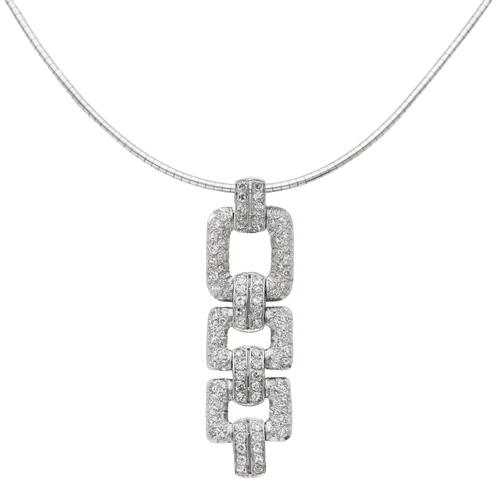 Collier Collier Art déco - Pendentif en or blanc 18 carats et platine, diamants 58 Facettes 2377923CN