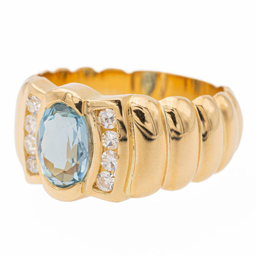 Bague 53 Bague bandeau en or jaune 18 carats avec topaze et diamants 58 Facettes 2381954CN