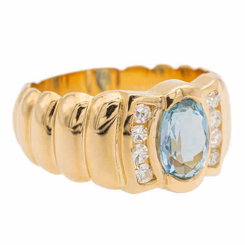 Bague 53 Bague bandeau en or jaune 18 carats avec topaze et diamants 58 Facettes 2381954CN