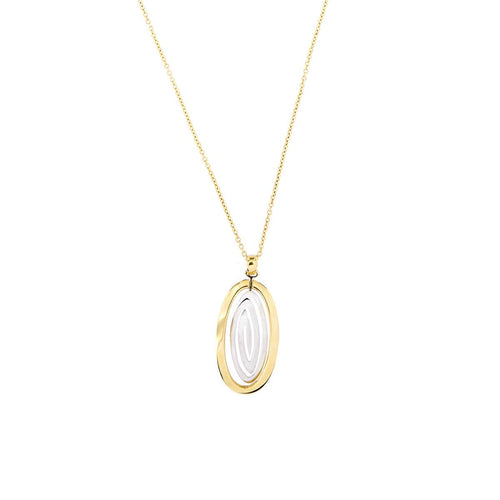Collier Collier - Double pendentif ovale en or jaune et or blanc 18 carats 58 Facettes 23921
