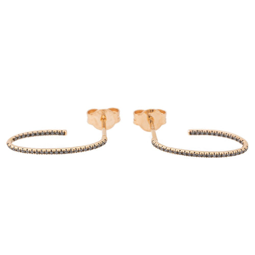 Boucles d'oreilles Ginette NY Ellipse - Boucles d'oreilles créoles en or rose et diamants noirs 58 Facettes 2394631CN