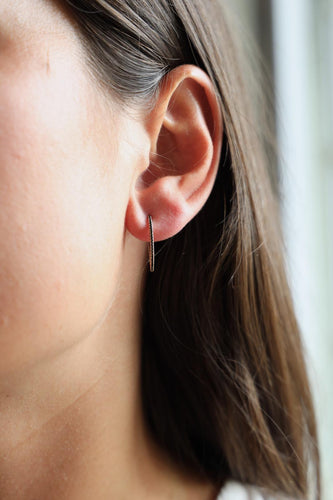 Boucles d'oreilles Ginette NY Ellipse - Boucles d'oreilles créoles en or rose et diamants noirs 58 Facettes 2394631CN