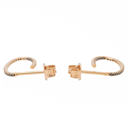 Boucles d'oreilles Ginette NY Ellipse - Boucles d'oreilles créoles en or rose et diamants noirs 58 Facettes 2394631CN