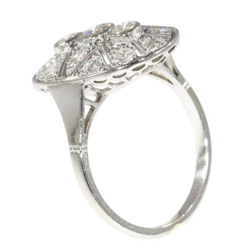 Bague 58 Bague Art déco années 1950 en platine et diamants 58 Facettes 24002-0085