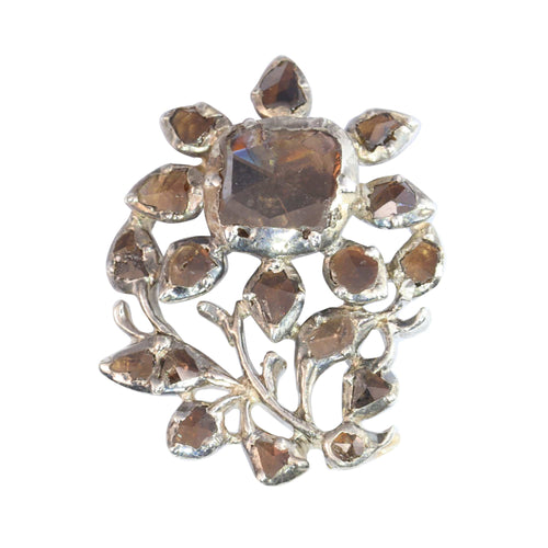 Broche Épingle rococo ancienne en or rose 18K et argent, diamants 58 Facettes 24002-0135