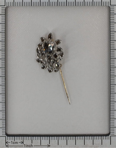 Broche Épingle rococo ancienne en or rose 18K et argent, diamants 58 Facettes 24002-0135