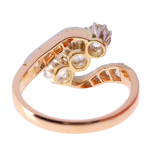 Bague 56 Bague Belle Époque Art déco en or 14K et platine avec diamants 58 Facettes 24029-0362