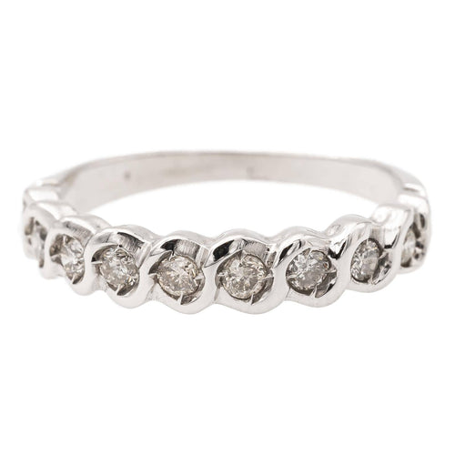 Bague 52 Bague demi alliance Or blanc Diamant 58 Facettes 2405915CN