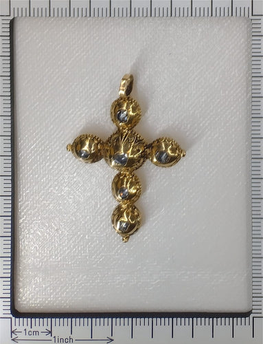 Pendentif Pendentif croix baroque en or jaune 18K et diamants 58 Facettes 24096-0095