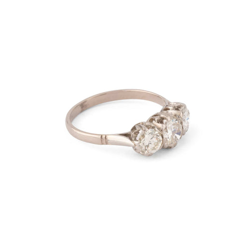 Bague 52 Bague trilogie en platine et 3 diamants taille ancienne 58 Facettes 1