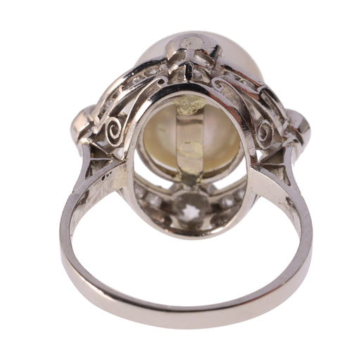 Bague 51 Bague Art déco 1920 en platine, perle et diamants 58 Facettes 24110-0137
