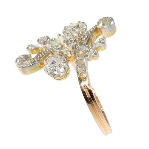 Bague 52 Bague Belle Époque croisée en or 18K et diamants 58 Facettes 24121-0294