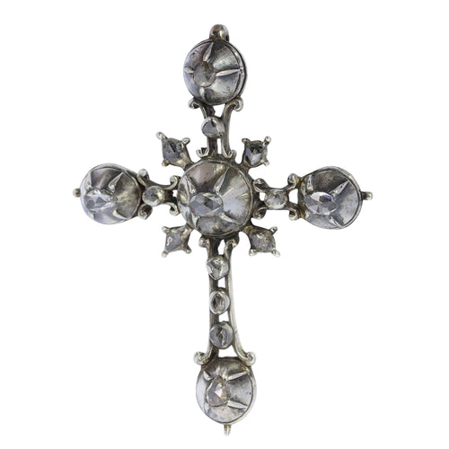 Pendentif Croix en argent rococo des années 1750 : l'art de la joaillerie 58 Facettes 24121-0345