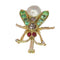 Broche Broche mouche victorienne en or jaune 14K avec diamants, rubis, émeraudes et perles 58 Facettes 24137-0100