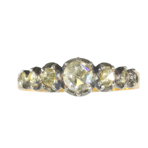 Bague 61 Bague victorienne vers 1840 en or jaune 18K et argent, diamants 58 Facettes 24137-0127