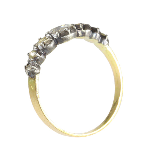 Bague 61 Bague victorienne vers 1840 en or jaune 18K et argent, diamants 58 Facettes 24137-0127