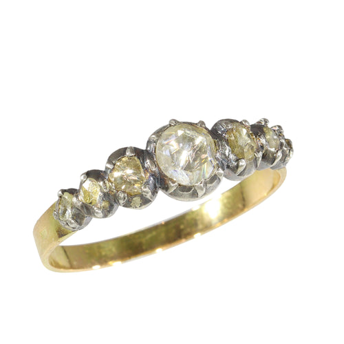 Bague 61 Bague victorienne vers 1840 en or jaune 18K et argent, diamants 58 Facettes 24137-0127