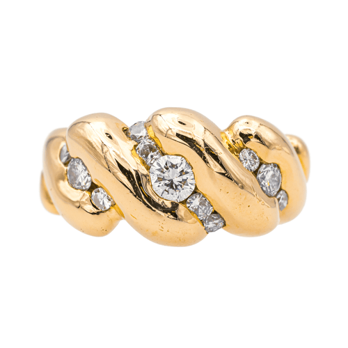 Bague 56 Bague bandeau en or jaune 18 carats sertie de diamants 58 Facettes 2414556CN