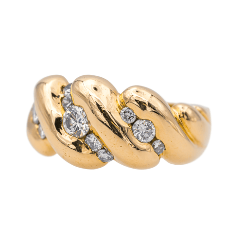 Bague 56 Bague bandeau en or jaune 18 carats sertie de diamants 58 Facettes 2414556CN