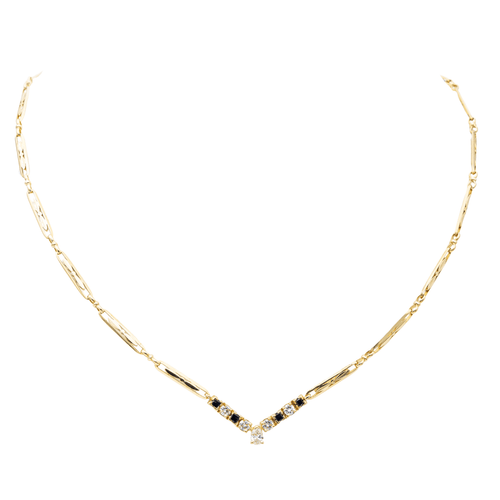 Collier Collier en or jaune 18 carats avec diamants et saphirs 58 Facettes 2414557CN