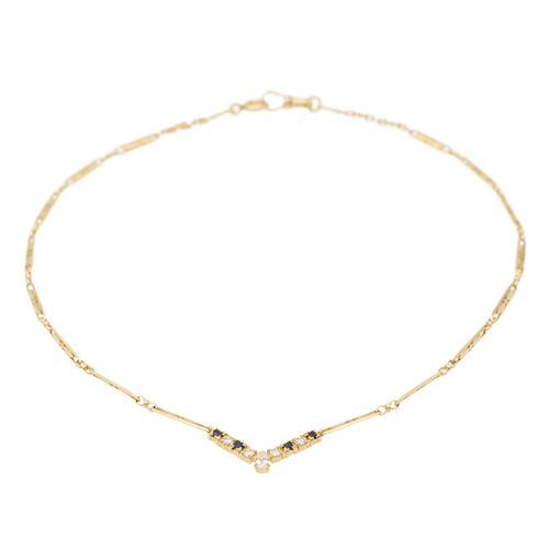 Collier Collier en or jaune 18 carats avec diamants et saphirs 58 Facettes 2414557CN