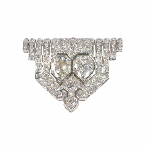 Boucles d'oreilles Clip Art déco vintage en platine et diamants 58 Facettes 24170-0331