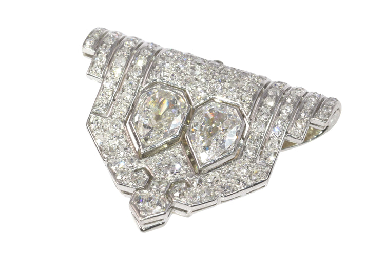 Boucles d'oreilles Clip Art déco vintage en platine et diamants 58 Facettes 24170-0331