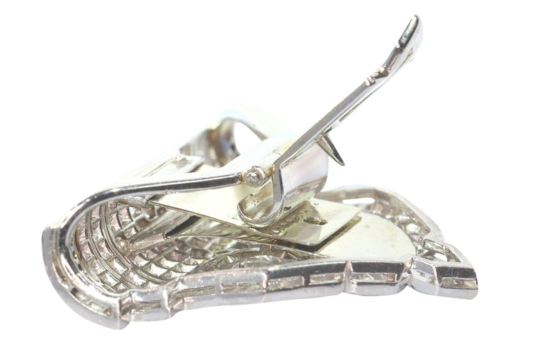 Boucles d'oreilles Clip Art déco vintage en platine et diamants 58 Facettes 24170-0331