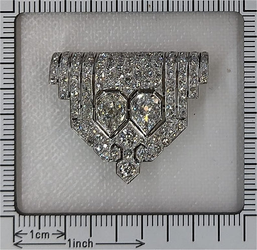Boucles d'oreilles Clip Art déco vintage en platine et diamants 58 Facettes 24170-0331