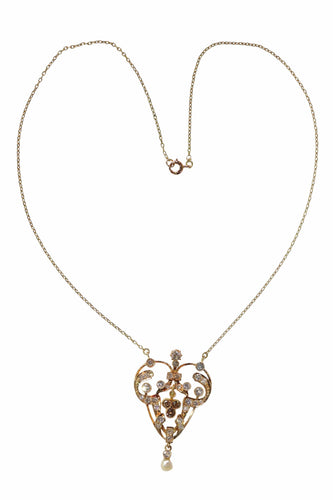 Pendentif Pendentif victorien en or rouge 18K avec diamants fancy et perle 58 Facettes 24263-0291